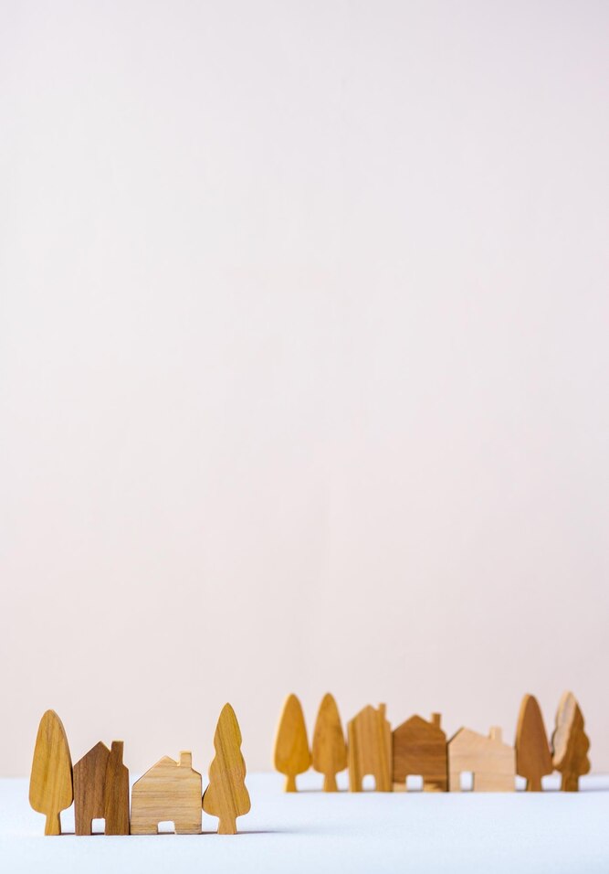 Handcrafted Wooden Village Set