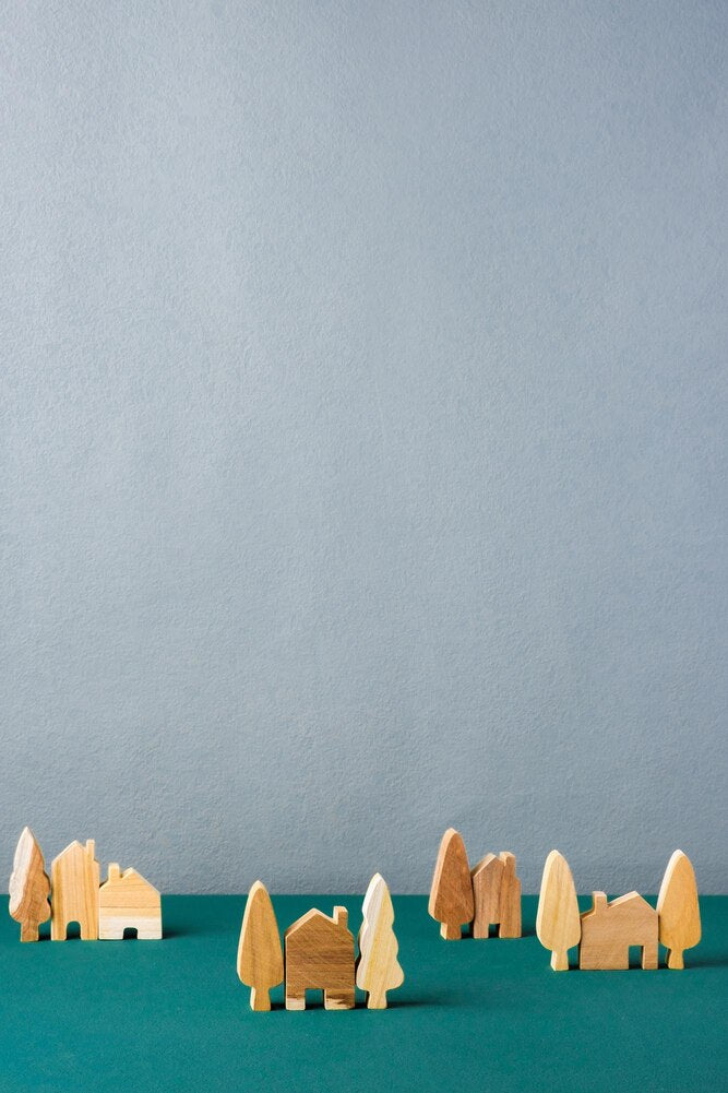 Handcrafted Wooden Village Set
