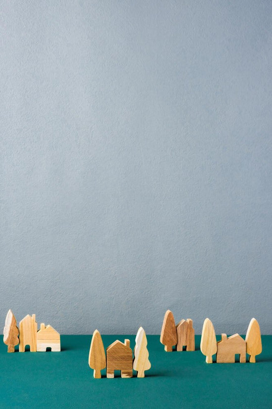 Handcrafted Wooden Village Set
