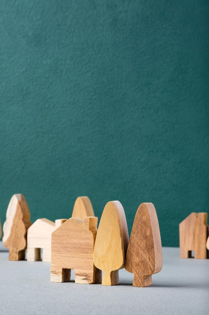 Handcrafted Wooden Village Set