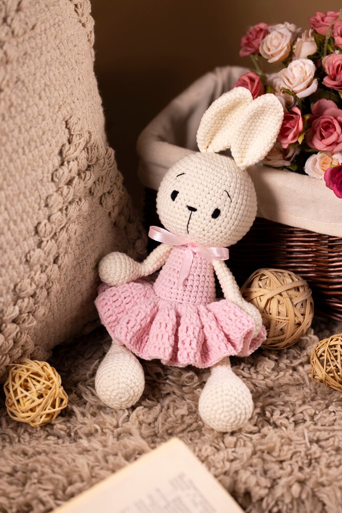 Still life of crochet plushies